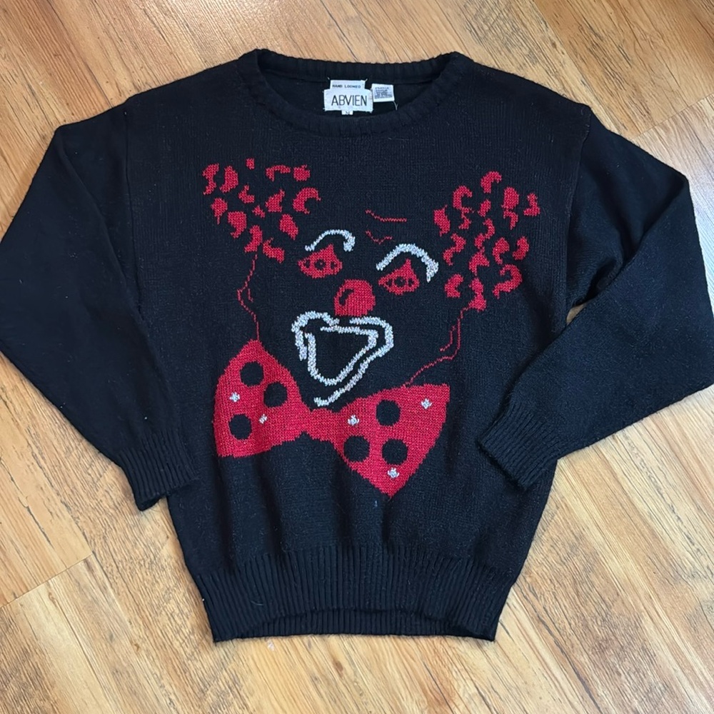 Vintage Abvien Hand Loomed Sweater Sz M Black